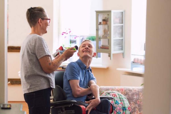 Young care resident receive